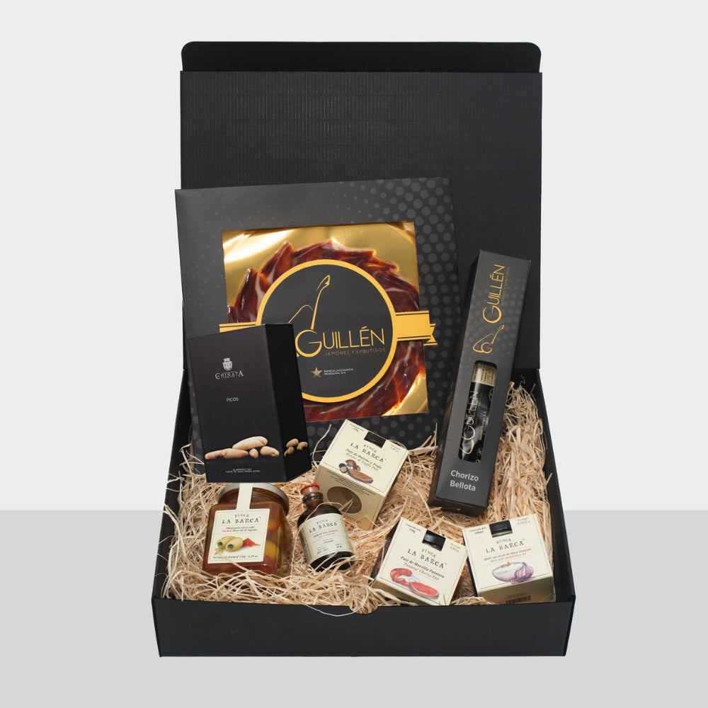 Paket Iberico - Jamón Iberico, Picos, Olivenöl, Oliven und Aioli