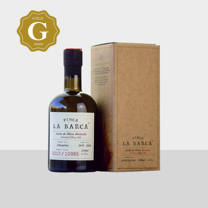 Finca la Barca Flasche geräuchertes Olivenöl 250 ml – 500 ml Geschenkbox